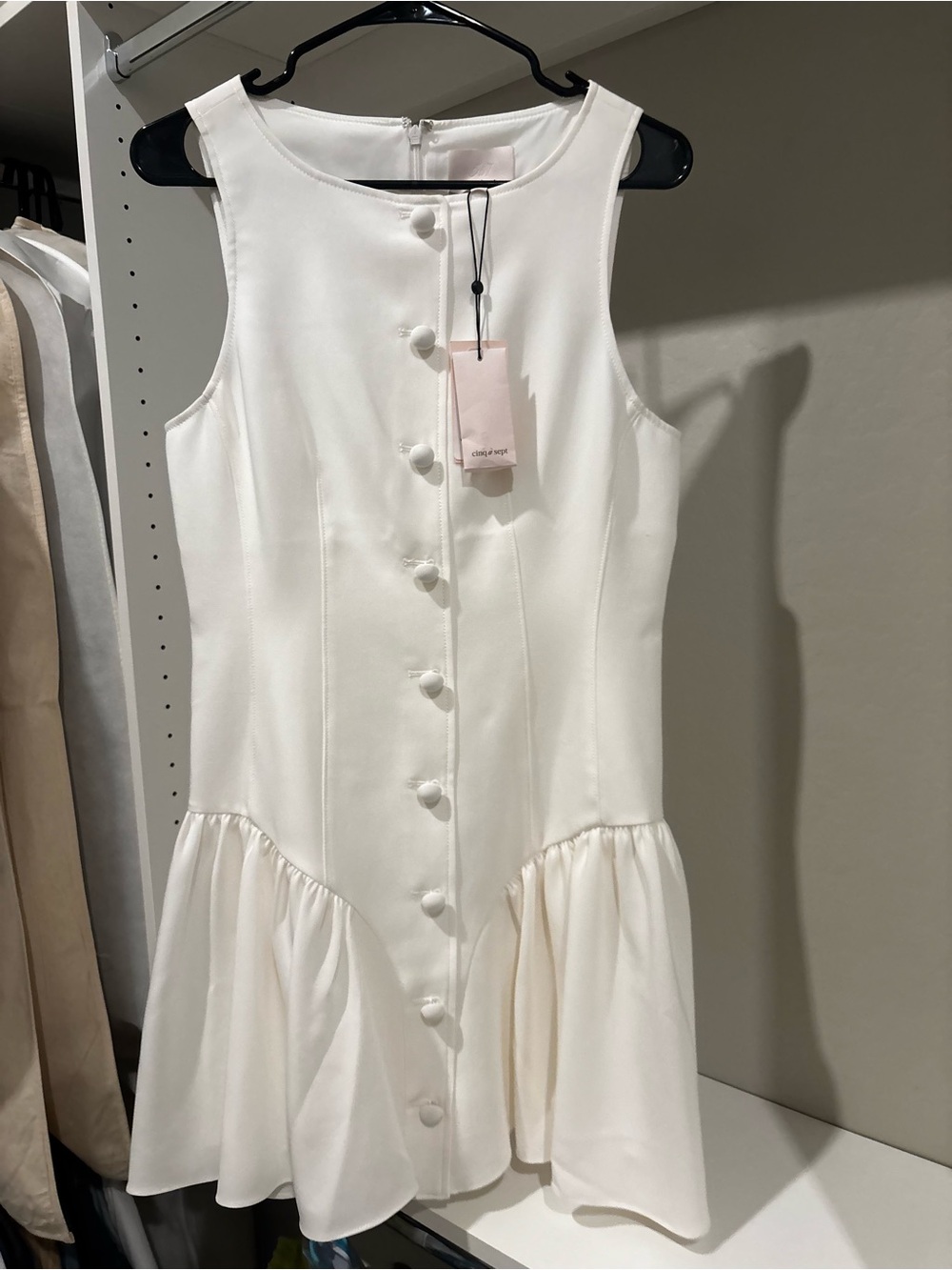 cinq a sept Cream Sleeveless Button-Front Mini Dress